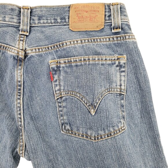 Levis Womens Low Slouch Flare Stretch Distressed Denim Blue Jeans Size 9M Jr. - Picture 6 of 12